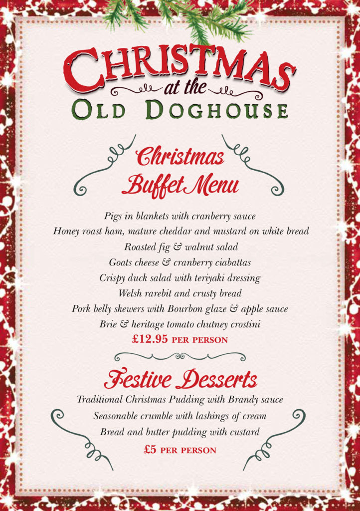 Christmas Menu The Three Greyhounds Pub, Cheshire